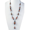 Antique rare Japanese red-orange Mokume style lacquer beads with abalone shell inlay necklace. Early 20th century. nlor823