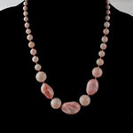 Natural Momo & Coral necklace, light blush swirled with dark coral color. 14K white gold clasp. j-nlfn122