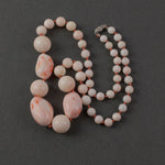 Natural Momo & Coral necklace, light blush swirled with dark coral color. 14K white gold clasp. j-nlfn122