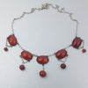 Art Deco style necklace of prong set Carnelian stone links and silver chain. nlad1000