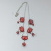 Art Deco style necklace of prong set Carnelian stone links and silver chain. nlad1000