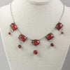 Art Deco style necklace of prong set Carnelian stone links and silver chain. nlad1000