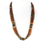 Art Deco 1920s glass seed bead necklace in gold, honey and black. j-nlad990