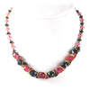 Art Deco 1920s, Pink and Black, art glass bead necklace. 16 inches.  nlad992