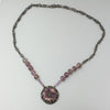 Art Deco silver & amethyst pendant suspended from amethyst beads and fancy silver link chain.  21.5"  . j-nlad999