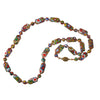 Vintage Venetian Murano Moretti Millefiori rectangular glass bead necklace. 23 inches. nlbd1291