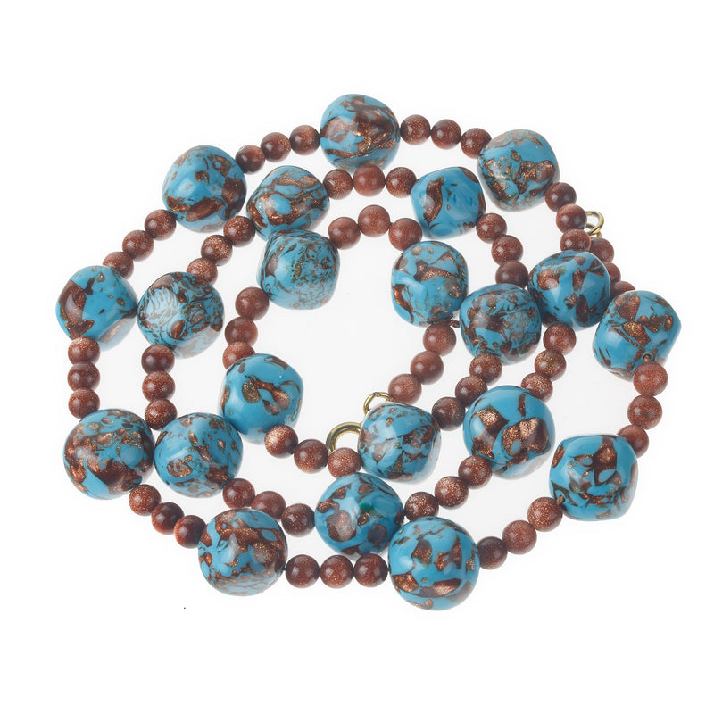 Murano aventurina and goldstone necklace