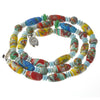 Millefiori oval matte glass bead necklace, Japan. 23 inches. nlbg2188