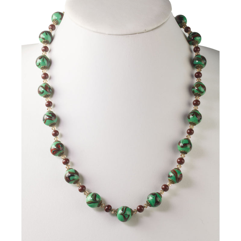 Mid-Century Venetian Lampwork Bead necklace, 20 Inches. nlbd2199