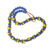 Trade Bead Millefiori blue & yellow glass bead necklace. 22 inches. nlbd2194
