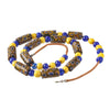 Trade Bead Millefiori blue & yellow glass bead necklace. 24 inches. nlbd2195