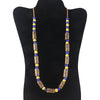 Trade Bead Millefiori blue & yellow glass bead necklace. 24 inches. nlbd2195