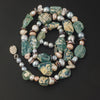 Ancient Roman era iridescent Bactrian glass and pearl necklace. nlbd2201