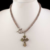Vintage Taxco,Mexico sterling silver abalone cross and pearl necklace.  nlbd2250