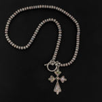 Vintage Taxco,Mexico sterling silver abalone cross and pearl necklace.  nlbd2250