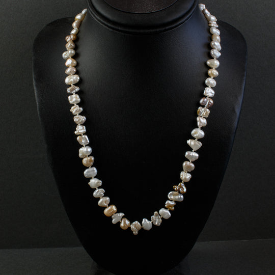 Japanese Lake Biwa pearl necklace. Natural lustrous pearls. 19 inches long. nlbd2183