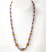 Sapphire blue & Honey Yellow Necklace, molded glass,1920s, Gablonz. j-nlbg2204