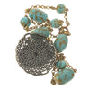 Czech Art Deco Hubbel style glass and brass filigree necklace