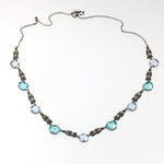 Aqua and Baby Blue Rhinestone Crystal Necklace, 18.5 inches. j-nlbg2212