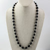 Vintage Czech glass necklace, faceted jet and clear glass beads, 26 inches.  1930s.  nlbg2215