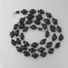 Vintage Czech glass necklace, faceted jet and clear glass beads, 26 inches.  1930s.  nlbg2215