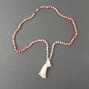 Angelskin coral carved Flower pendant and coral bead necklace. nlfn121