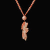 Natural Coral Carved Flower Pendant and coral bead necklace. nlfn123