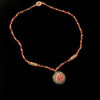 Antique Chinese Sardonyx and silver pendant necklace with carnelian beads. j-nlgm002