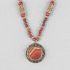 Antique Chinese Sardonyx and silver pendant necklace with carnelian beads. j-nlgm002