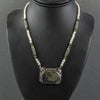 Vintage Jasper and sterling silver pendant necklace with bone and nephrite jade bead