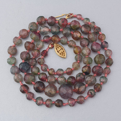 Necklace of vintage faceted natural tourmaline beads. Vermeil clasp. 21.5". j-nlgm007
