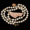 Angelskin coral carved floral pendant with coral and gold vermeil beaded necklace. nlja918