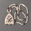 Antique Japanese Satsuma  pendant necklace with bone and gemstone beads.  nlor850