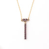 Vintage Bohemian garnet 900 silver vermeil dangle pendant on gold filled chain.  j-pdvn876