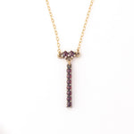 Vintage Bohemian garnet 900 silver vermeil dangle pendant on gold filled chain.  j-pdvn876