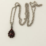Vintage Czechoslovakia Bohemian two tiered  garnet pendant necklace