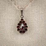 Vintage Czechoslovakia Bohemian two tiered  garnet pendant necklace