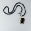 Vintage Mexican silver and black onyx pendant necklace. nlvs753