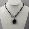 Vintage Mexican silver and black onyx pendant necklace. nlvs753