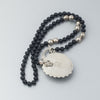 Vintage Mexican silver and black onyx pendant necklace. nlvs753