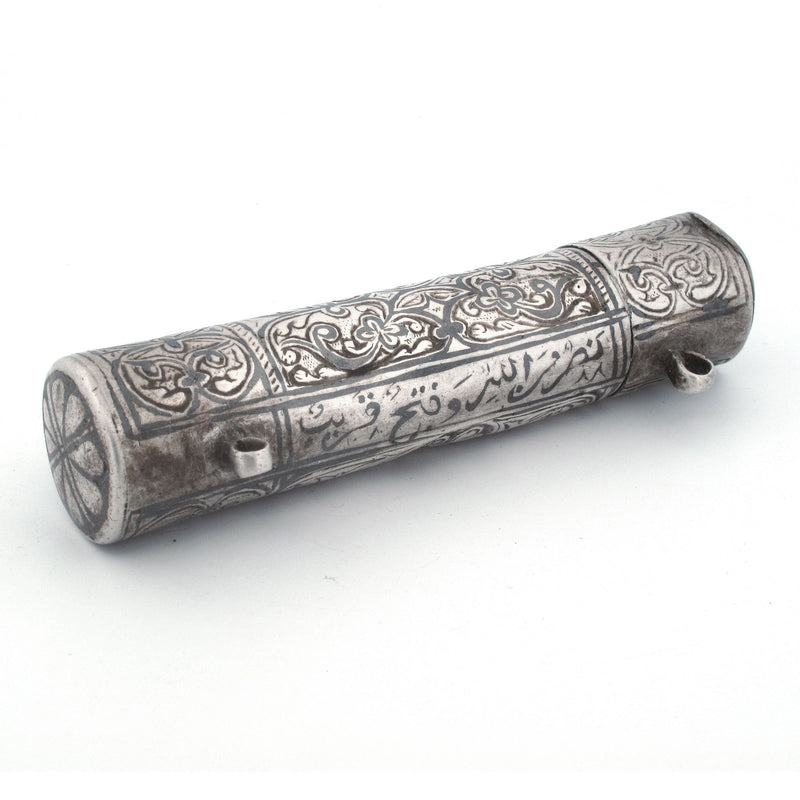 Ottoman silver chased niello Islamic prayer box amulet or pendant. pdet822cs