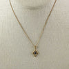 Vintage 14k gold pendant with blue sapphire set in platinum. 10k gold chain. Pdfn127