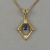 Vintage 14k gold pendant with blue sapphire set in platinum. 10k gold chain. Pdfn127