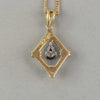 Vintage 14k gold pendant with blue sapphire set in platinum. 10k gold chain. Pdfn127
