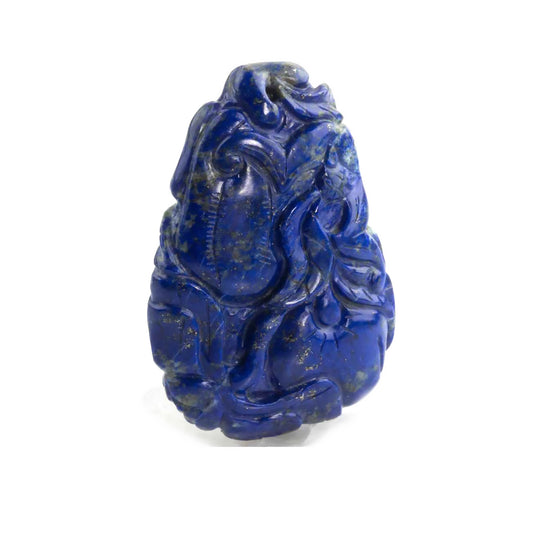Antique carved lapis lazuli pendant-pumpkins and foliage. pdgm121