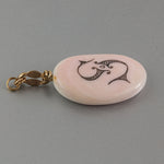 Antique pendant of fine pink and white coral. Etched monogram 'S".  PDJA769
