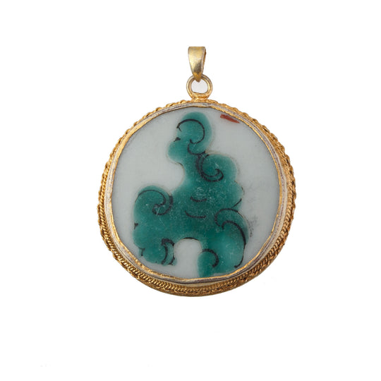 Antique Chinese porcelain shard pendant genuine Qing Dynasty. pdor432-30