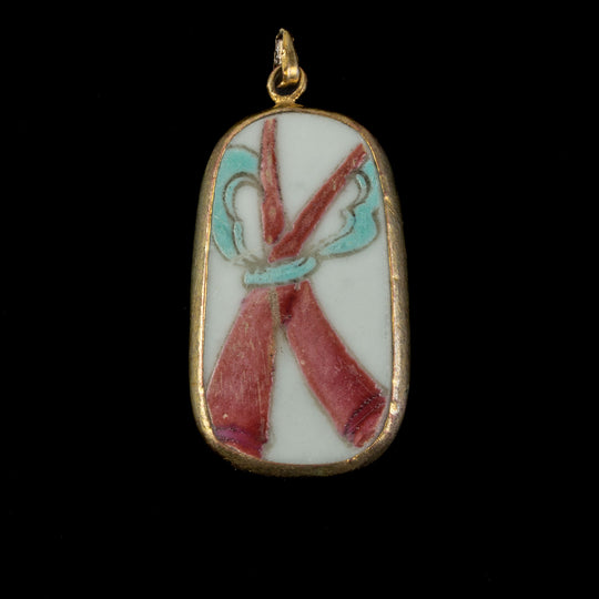 Antique Chinese porcelain shard pendant genuine Qing Dynasty. pdor432-33