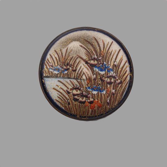 Antique Meiji period Japanese Satsuma Pendant. 1 3/8 inch diameter. pdor708