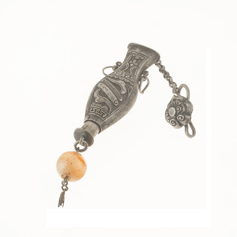 Chinese Qing Dynasty silver Needle Case